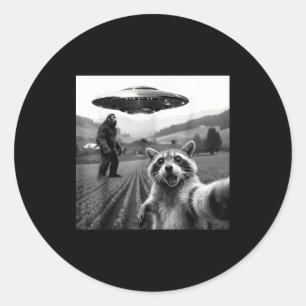 Tvättbjörn Bigfoot Selfie Ufo Rolig Tvättbjörn Ali Runt Klistermärke
