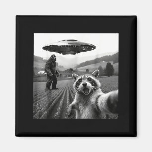 Tvättbjörn Bigfoot Selfie Ufo Rolig Tvättbjörn Uto Magnet
