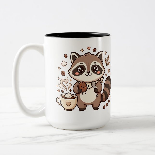 Tvättbjörn Bön Tvåtons Kaffe Mugg (Vänster)