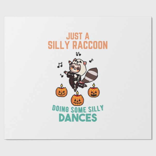 Tvättbjörn Dansar Halloween Pumpa Party Presentpapper (Platt)