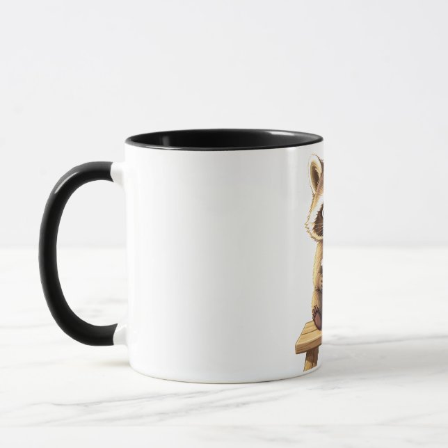 Tvättbjörn dricker iskaffe mugg (Vänster)