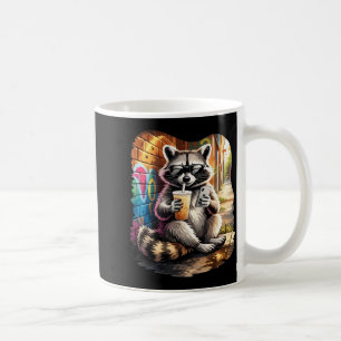 Tvättbjörn dricker iskaffe rolig djur meme män kaffemugg
