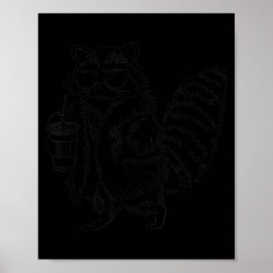 Tvättbjörn dricker iskaffe rolig djur meme män poster