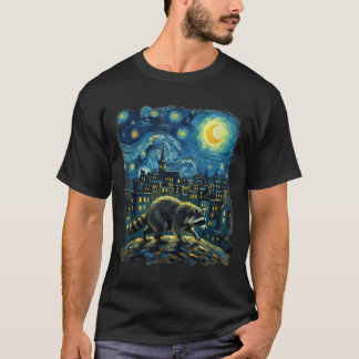 Tvättbjörn Måla Stjärnor Natthimmel Konstnär Konst T Shirt