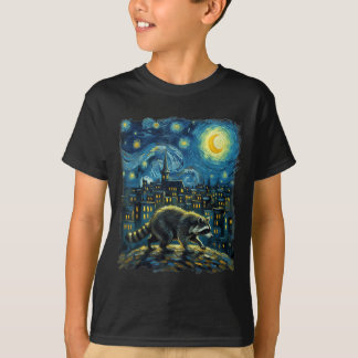 Tvättbjörn Måla Stjärnor Natthimmel Konstnär Konst T Shirt