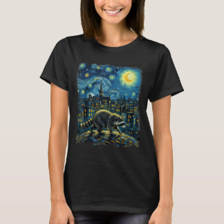 Tvättbjörn Måla Stjärnor Natthimmel Konstnär Konst T Shirt
