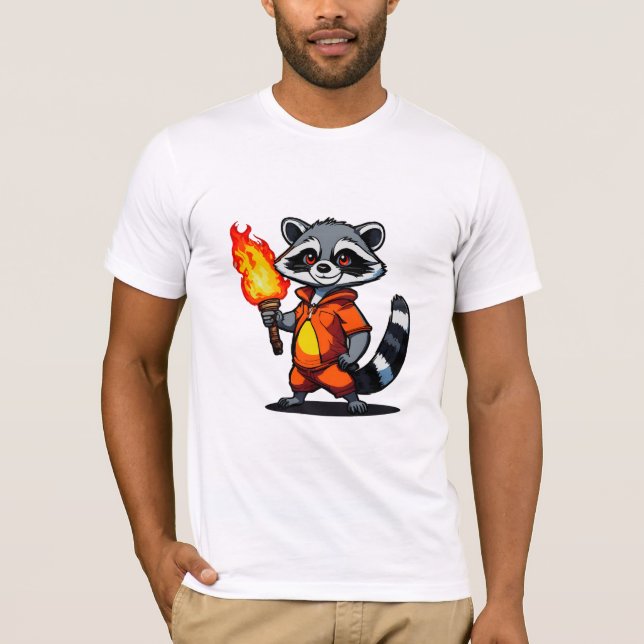 Tvättbjörn med fackla t shirt (Framsida)