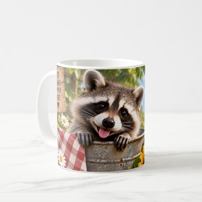 Tvättbjörn med lite bus kaffemugg (Framsida vänster)