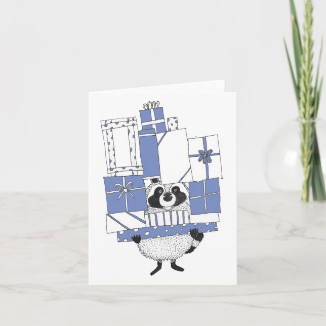 Tvättbjörn med presenter kort (Framsida)
