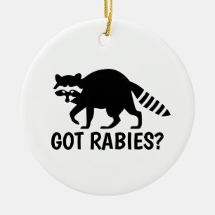 Tvättbjörn med rabies julgransprydnad keramik