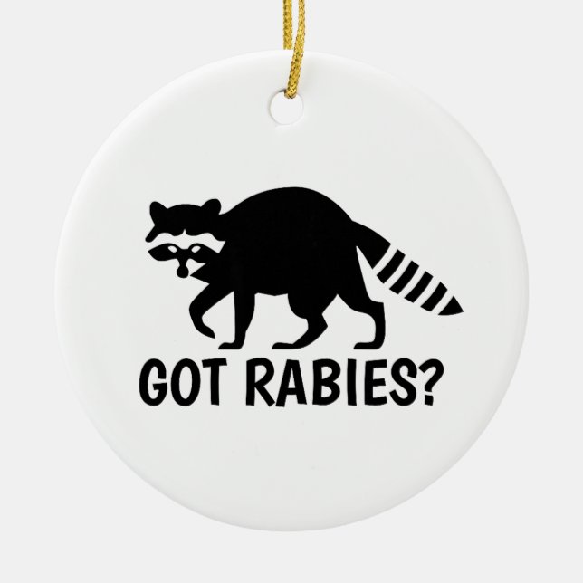 Tvättbjörn med rabies julgransprydnad keramik (Framsidan)