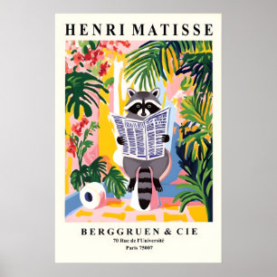Tvättbjörn på toaletttryck - Matisse-stil badrum Poster
