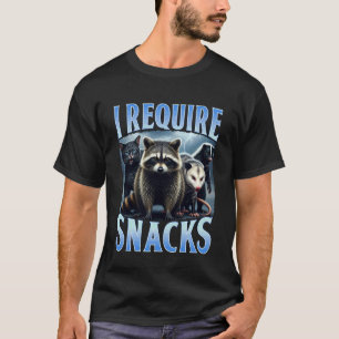 Tvättbjörn Pungdjur Katt Kräver Snacks Svartmarkna T Shirt