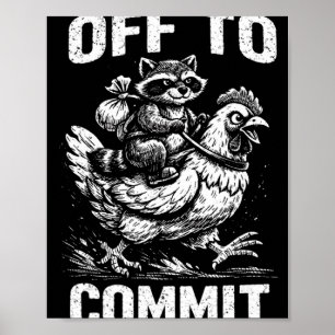 Tvättbjörn Ridande Höna För Att Begå Mjukvaruutvec Poster