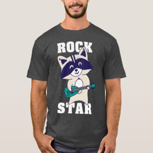 Tvättbjörn Rockstjärna Gitarr Rockande Musik Sånga T Shirt