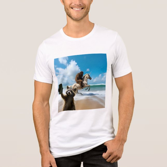 Tvättbjörn Selfie 2 T Shirt (Framsida)