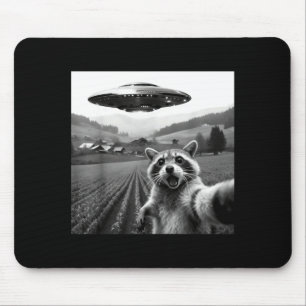 Tvättbjörn Selfie Med Alien Ufo Rolig Tvättbjörn A Musmatta