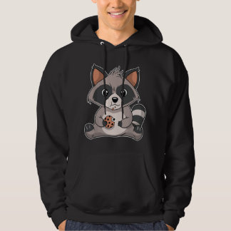 Tvättbjörn som äter chokladchips-kaka Söt tvättbjö Hoodie