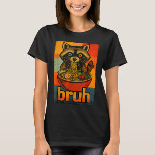 Tvättbjörn som äter japanska ramen nudlar män kvin t shirt
