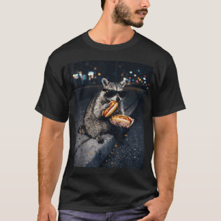 Tvättbjörn som äter varmkorv Meme Hungrig panda me T Shirt