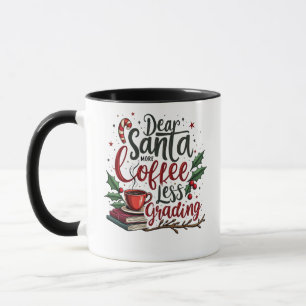 Tvättbjörn som bär tomteluva och jul mugg
