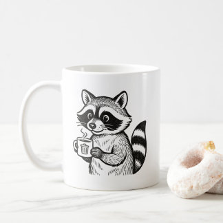 Tvättbjörn som håller kaffekopp Rolig soptrattmugg