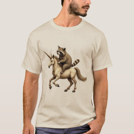 Tvättbjörn som rider på enhörning T-shirt – Rolig 