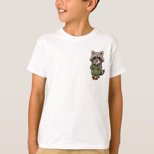 Tvättbjörn som rostar marshmallows barn t shirt (Framsida)