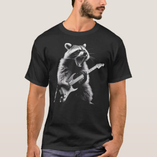 Tvättbjörn som spelar gitarr Rock And Roll Rockstj T Shirt