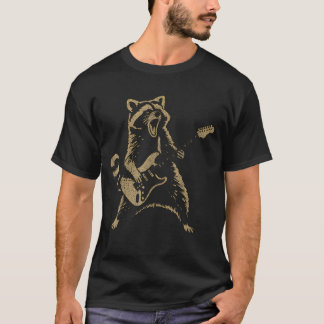 Tvättbjörn som spelar gitarr Rockstjärna Rock And T Shirt