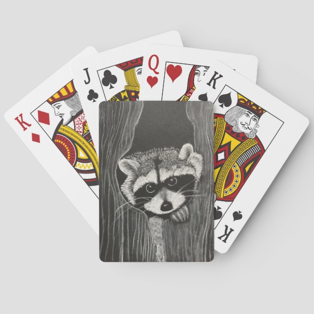 Tvättbjörn spelar kort casinokort (Baksidan)