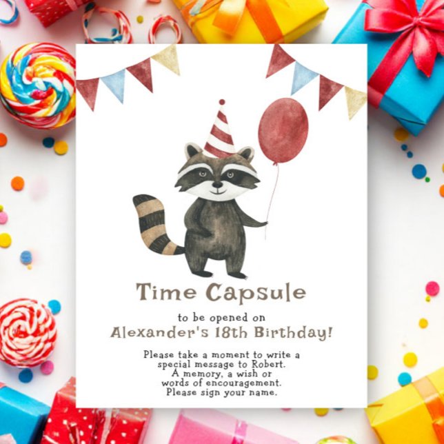 Tvättbjörn Tidskapsel 1-årsdag Poster (Skapare uppladdad)