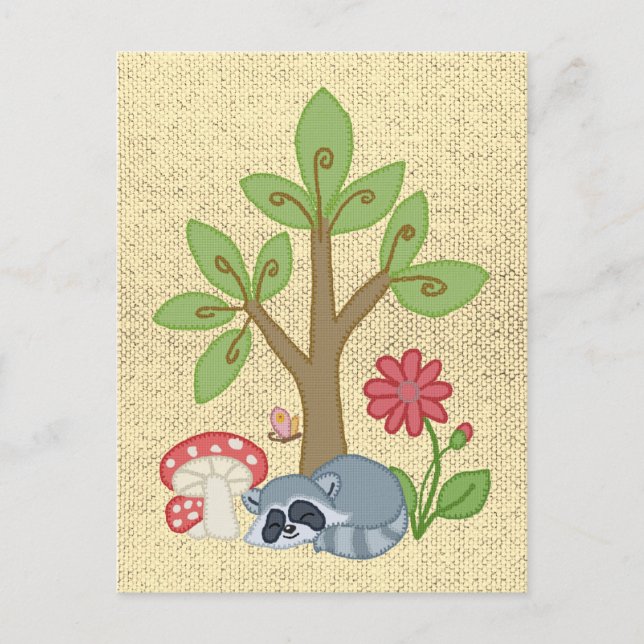 Tvättbjörn under trädet vykort (Framsida)