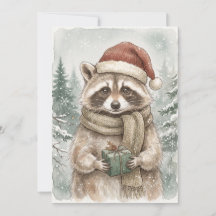 Tvättbjörn Vintage Skogs Jul Vinter Jul