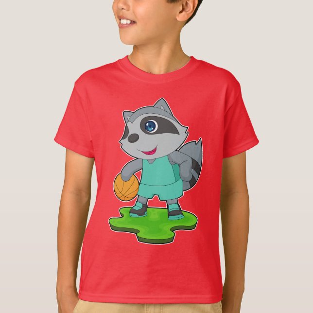 Tvättbjörns Basketspelare Basket T Shirt (Framsida)
