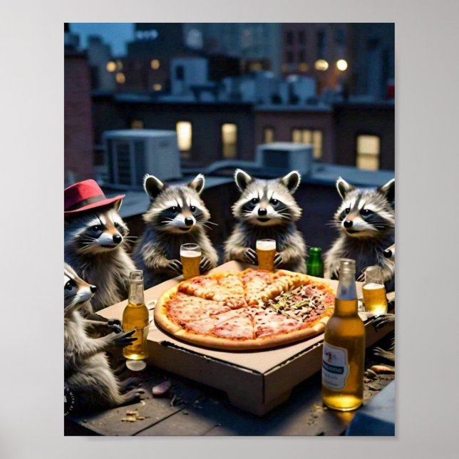Tvättbjörns fredagspizzanatt poster (Framsidan)
