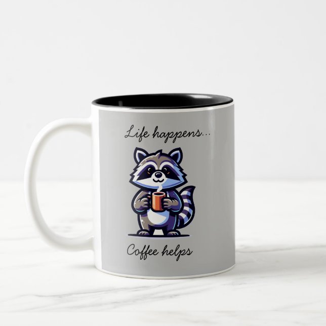 Tvättbjörns Livet Händer Kaffe Hjälper Rolig Mugg (Vänster)