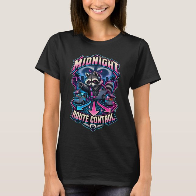 Tvättbjörns Midnight Ruttkontroll T Shirt (Framsida)