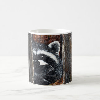 Tvättbjörnsmamma och unge-målning kaffemugg