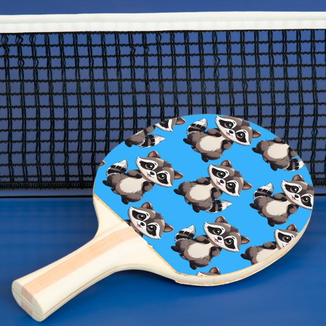 Tvättbjörnsmönsterdesign Blå  Pingisracket (Insitu)