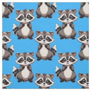 Tvättbjörnsmönsterdesign Blå Tyg