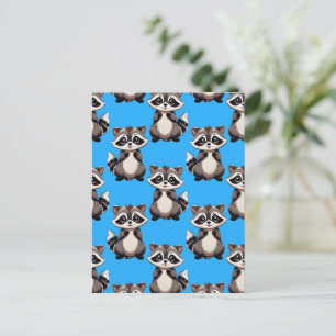 Tvättbjörnsmönsterdesign Blå Vykort