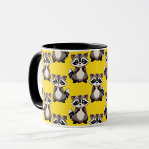 Tvättbjörnsmönsterdesign Gul  Mugg