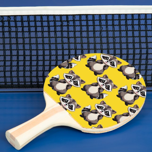 Tvättbjörnsmönsterdesign Gul  Pingisracket (Insitu)