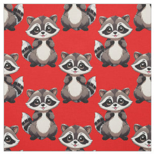 Tvättbjörnsmönsterdesign Röd Tyg