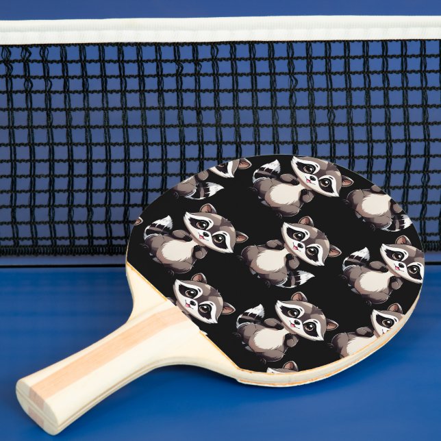 Tvättbjörnsmönsterdesign svart  pingisracket (Insitu)