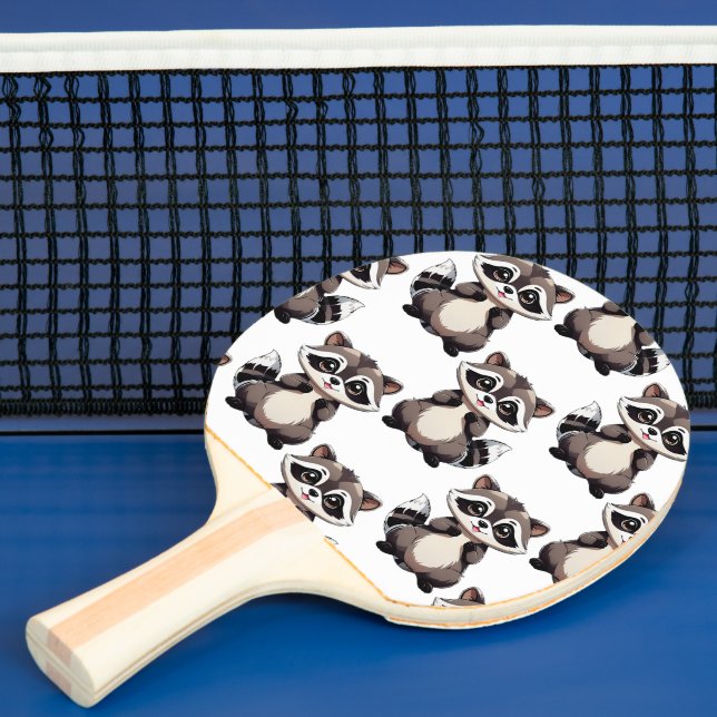 Tvättbjörnsmönsterdesign Vit  Pingisracket (Insitu)