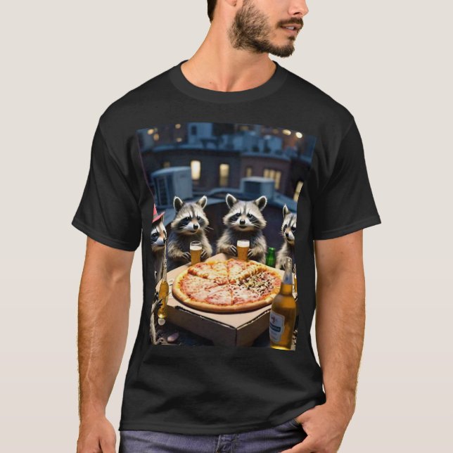 Tvättbjörnspizzafest T Shirt (Framsida)