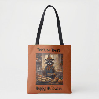 Tvättbjörnsskrämdocka lagar Halloween-middag Tygkasse