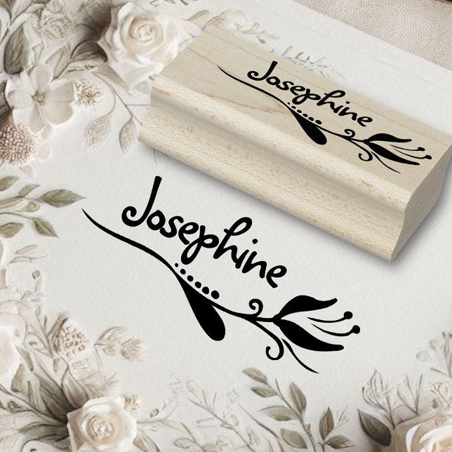 Tvättblomma Blommigt Teckning Personlig Namn Stämpel (Skapare uppladdad)